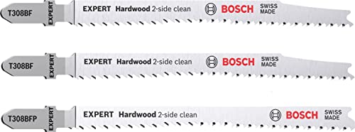 Bosch 3x Stichsägeblatt Set Expert ‘Hardwood 2-Side Clean‘ (für Küchenarbeitsplatte, Kunststoffbeschichtete Platten, Länge 117 mm, Professional Zubehör Stichsäge)