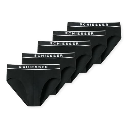 Schiesser Herren 5 Pack Unterwäsche Bio-Baumwolle - 95/5 Organic Slip, Schwarz_183212, XL EU