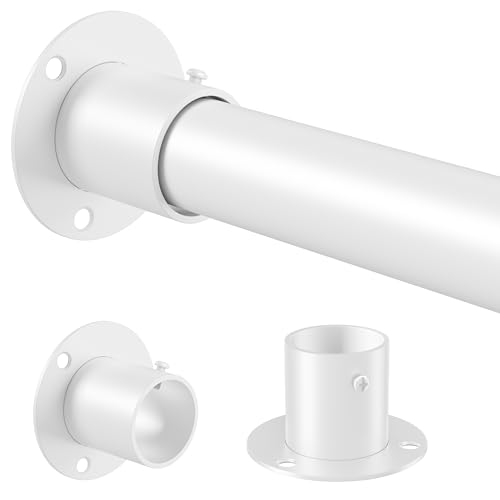 Venwemong kleiderstange garderobenstange stange zum klemmen mit Bohrlochbefestigung & Nägeln für Schrankmontage, Weiß, 70-110cm, 25mm