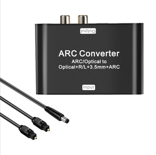 F.QYNing DAC Audio Converter & HDMI Audio Return;HDMI ARC Audio Extractor Converter,ARC/Optical to Optical+R/L+3.5mm+ARC Adapter;Support 192KHz Audio Sampling Rate;5.1 Channel for TV