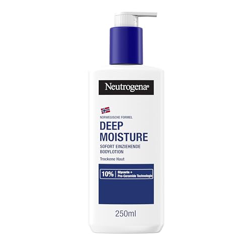 Neutrogena Norwegische Formel Deep Moisture Bodylotion (250 ml), sofort einziehende Körperlotion für 72h intensive Feuchtigkeit, nicht fettende Hautpflege Lotion für trockene Haut