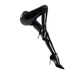Generisch Damen Glänzend Latex Leggings Mit Reißverschluss Im Schritt Ouvert Wetlook Hose Strumpfhose Lack Offener Schritt Pantyhose Leggings Erotik Pants Clubwear PU Shiny Lackoptik Hose Skinny