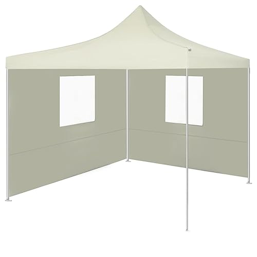 AUVYI Gartenzelt Eventzelt Party Zelt Outdoor Faltzelt mit 2 Wänden 3x3 m Cremeweiß Balkon Zelt Bierzel Outdoor Zelt für Hochzeiten, Grills und Gartenpartys
