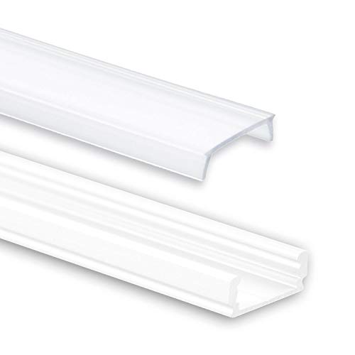 INNOVATE 2 m LED Schiene - Aluminium Profil - Aluprofil für LED Stripes/Streifen - ALU Leiste - 2000mm x 17mm x 7mm (Alu Profil weiss inkl. milchiger Abdeckung für LED-Streifen)