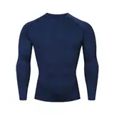 HYCOPROT Kompressionsshirt Herren Langarm Funktionsshirt Baselayer Schnelltrocknendes T-Shirt Atmungsaktiv Sportshirt für Workout Fitnessstudio Laufen (L, Marineblau)