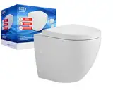 sanicomfort Wand-WC Hänge WC Cozy erhöht | 45,5 cm Sitzhöhe | Spülrandlos mit WC Sitz Absenkautomatik weiß