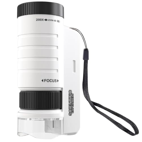 Taschenmikroskop für Kinder,60x-200x Taschenmikroskop,Kinder Mikroskop Microscope,Mini Mikroskop mit LED Licht,Mini Handmikroskop für Kinder Studenten Erwachsene Haus Schule Labor