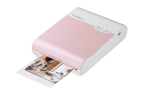 Canon SELPHY SQUARE QX10 mobiler Fotodrucker inkl. Starterset für 3 Ausdrucke mit Kleberückseite (Quadratischer Druck 6,8 x 6,8cm, eingebauter Akku, WLAN, Canon SELPHY App, Thermosublimation) pink