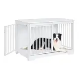 Hzuaneri Hundekäfig Möbel, 100cm Hundebox, 2 Türen, Moderne Hundekäfig Indoor für kleine/mittlere/große Hunde bis 100kg, Beistelltisch, Hundekäfig für Zuhause, 60 x 100 x 68 cm, Weiß DFC02313W