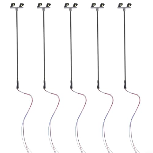 Twin LED Yard Lights für Modelleisenbahn, 5 Stück Twin Flutlicht Hoflichter Hoflichter OO 00 Gauge Maßstab 1:76 für Modelleisenbahn Hoflichter