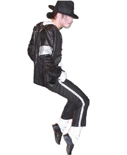 Shuanghao Kinder Erwachsene Kostüme Jacket+Pant+Socken+Glove(4pcs Set) Weihnachten Halloween Cosplay Partys Tänze Retro Punk Männer Frauen Jungen Mädchen Outfits Schwarz (W:48-52kg H:158-165cm)