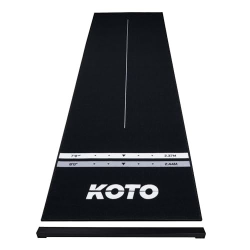 KOTO - Oche Carpet Checkout Dartmatte Schwarz 285 x 80 cm + Oche Inkl. Score Indikator, rutschfeste Teppich Dartmatte, Professionelle Dartmatte, Schützt Boden und Darts