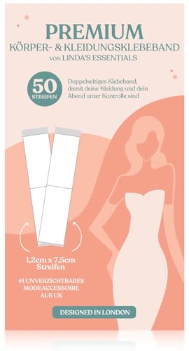 Linda's Essentials Fashion Tape doppelseitiges Klebeband für Körper und Kleidung, transparentes Body Tape, geeignet für alle Stoffarten und empfindliche Haut, 50 Stück selbstklebend mit starkem Halt