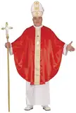 FIESTAS GUIRCA Papst Karneval Kostüm Herren – Rotes Kardinalkostüm mit Papsthut – Bischof Herren Kostüm Karneval Fasching Größe XL 54-56
