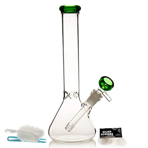 bongbongbong Wasserbongs zum Räuchern von Bong, Pfeifen, Glas, Bong-Schüssel, 14,5 mm mit Räucherpfeife, Zubehör, Glasbongs, 14,5 mm Wasserpfeifen, Schalen mit Bongs, Zubehör (Grüne pipe)