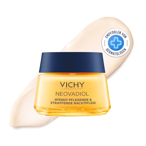 VICHY Intensiv Pflegende und Straffende Nachtpflege, ehem. Magistral Nacht: Anti-Falten Creme gegen den Lipidverlust nach den Wechseljahren, Neovadiol, 50 ml