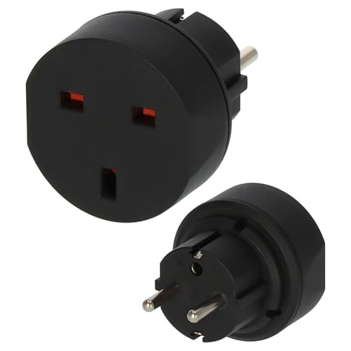 Brennenstuhl Reisestecker/Reiseadapter (Reise-Steckdosenadapter zum Anschluss elektrischer Geräte mit British Standard Stecksystem in Ländern mit Schutzkontakt Stecksystem) schwarz