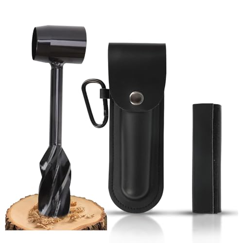 Holzbearbeitung Handbohrer, Manueller Schneckenbohrer, Mehrzweck Schlangenbohrer, Überlebenswerkzeuge für Bushcraft Siedler, Outdoor Survival Bohrer Handschraubenbohrer (Schwarz)