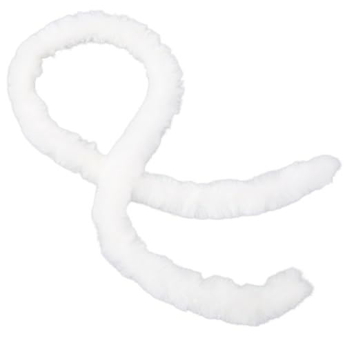 CABODYALS 2 m Weißes Kunstpelzband Chenille Wickelstäbe Flauschige Flauschige Stoffbesätze Weiche Zottelige Rollenstiele Pelzige Weihnachtsbänder Für Kleidungszubehör Dekoration Heimwerkerbedarf