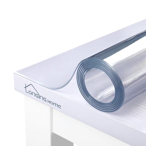 Glasklar Folie 2mm,abgeschrägte Kante,transparente Tischdecke Tischschutz, Tischfolie transparent,Folie für Tisch aus PVC,Größe wählbar(Breite 155 cm x Länge: 90 cm)