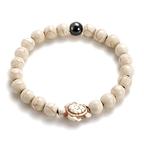 JZTRADING Günstige Armbänder Freundschaftsarmbänder Für Frauen Langlebigkeit Schildkröte Schwarz Gallenblase Magnet Perlenarmband beige