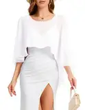 Bbonlinedress Chiffon Capes Damen Sommer Weiche Capelets leichte Tücher Wraps für Abendkleider Schal Stola elegant Umhang White