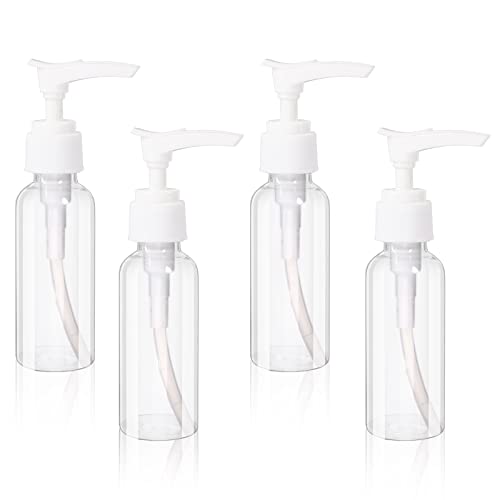 4 Stück 50ml Pumpspender Transparente Airless Pumpflasche Reise Spenderflasche Kunststoff Pumpflasche Leere Luftreiseflaschen Plastikflaschen für Kosmetik Shampoo Creme