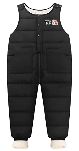 SEAUR Baby Daunenhose Leicht Winterhose Dick Warm Schneehose Kleinkind Skihose Winddicht Outdoorhose - Schwarz - 1-2 Jahre