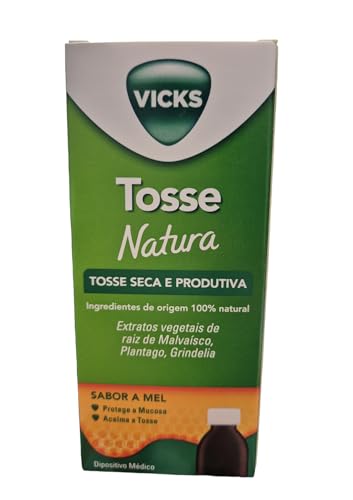 Vicks Natura Husten-Formel für Erwachsene, 140 ml [trockener und produktiver Husten] [mit pflanzlichem Extrakt aus Malvaikuswurzel, Grindelia] [100 % Inhaltsstoffe natürlichen Ursprungs] [schützt die