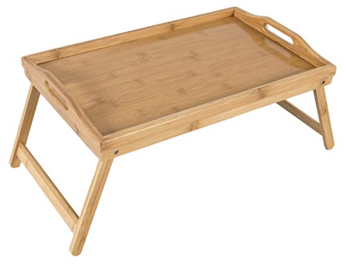 elbmöbel Betttablett Bambus Betttisch mit klappbaren Beinen Serviertablett für Frühstück als Beistelltisch und Knietisch pflegeleicht und abwaschbar (50x30x26)