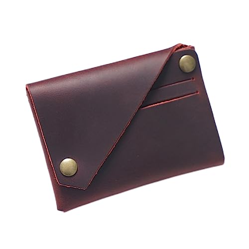AIGUONIU Handgefertigte, minimalistische Vintage-Geldbörse aus Leder, ohne Nähte, Kartenhalter, Münzgeldbörse, Rot/Ausflug, einfarbig (Getaway Solids), Vintage