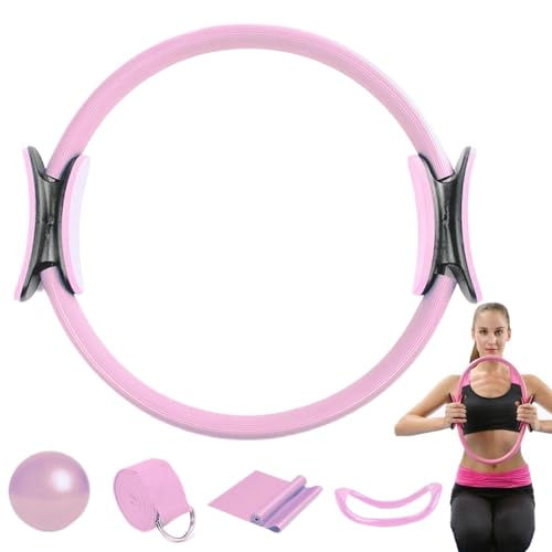 Pilates Ring Set, 5 Stück Pilates Essen-tials Kit für Frauen, Brust Expander Widerstand lo-op Pilates Ring Kreise Set, Pilates cir-cle Ring für Beine, Arme und Oberschenkel Gewichtsverlust