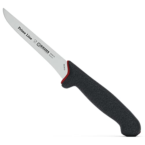 Giesser seit 1776 - Made in Germany - Ausbeinmesser rutschfest PrimeLine, 13 cm Klinge flexibel, schwarz, scharfes Metzgermesser spülmaschinenfest, rostfrei