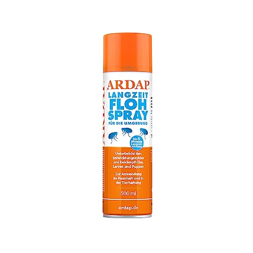 ARDAP Langzeit Flohspray 500ml für die Umgebung - Zur Anwendung im Haushalt und in der Tierhaltung - Bekämpft Eier, Larven und Puppen - Wirksamer Schutz für bis zu 6 Monate