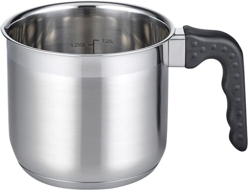 ELO 12814 Milchtopf m.Ausg. 14 cm Serie Turmalin, Induktion, Edelstahl satiniert, rutschfester Kunststoffgriff, mit Literskala und Öl-Dosier-System