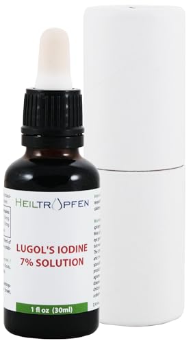 Lugolsche Jodlösung 7% 30ml | 21% Lugols liquid Formulierung | Inhaltsstoffe in pharmazeutischer Qualität | 7 Prozent elementares Jod und 14% Kaliumjodid | Lugolsche Lösung | Heiltropfen®