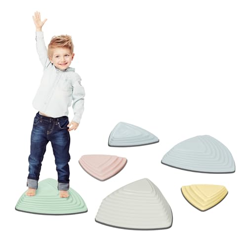 Leogreen Balanciersteine für Kinder Stapelstein Balanciersteine, 6 Stück, fördert das Gleichgewicht und die Koordination, für den Innen- und Außenbereich geeignet, farbe makrone