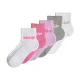 adidas Unisex Kids Kids Linear Ankle Socken, 5 Paar White/Pink Fusion/Bliss Lilac/Medium Grey He 34-36