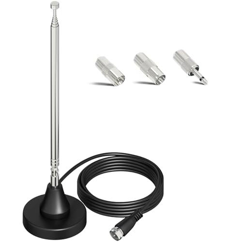 DAB Antenne Zimmerantenne,75 Ohm UKW Antenne,DAB UKW Radioantenne Digitale Teleskopantenne,mit Magnetfuß,mit 3m Kabel für Radioempfang AV-HiFi Empfänger