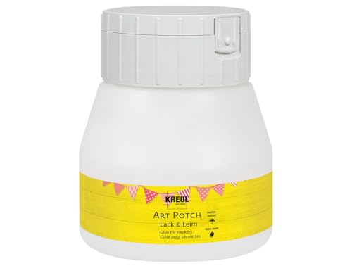 KREUL 49252 - Art Potch Lack und Leim, transparent, 250 ml, Serviettentechnik- und Dekokleber auf Wasserbasis, für Holz, Keramik, Stein und Karton