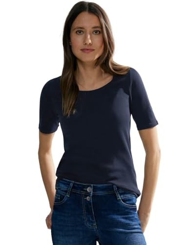 Cecil Damen Style Lena Basic T-Shirt Baumwolle, Universal Blue, M EU