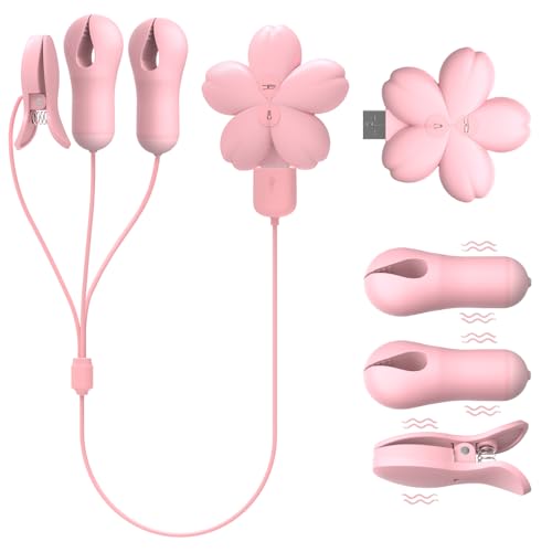 YEVIOR Electric Breast Clitoris Nippelklammen Vibrator mit 10 Vibrationsmodi,Brustvergrößerung Vaginale Massager SM Bondage Sex Toy,Brust Massage Fetisch Brust Schamlippen Clip