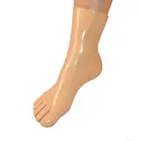 Rubberfashion Latex Zehen Socken kurz - extra dicke -Zehensocken knöchel lang - Latex Strümpfe für Damen und Herren hautfarbe 0.8mm S