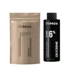 FemMas Blondier-Set: Premium Blondierpulver 100g & Oxycreme 100ml| Perfektes Starter Set für blonde Haare | für bis zu 9 Tonstufen hellere Haare in Salon Qualität (Blond, 6%)