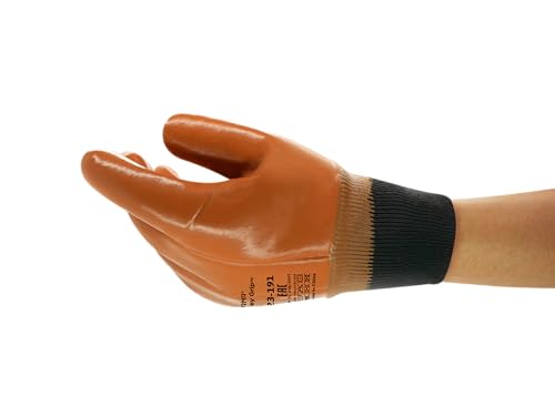 Ansell Winter Monkey Grip 23-191 Arbeitshandschuhe, Öl- und Fettabweisende PVC-Beschichtung, Komfort und Kälteschutz, Mechanikschutz-Handschuh, Industrie PSA, Größe XL (12 Paar)