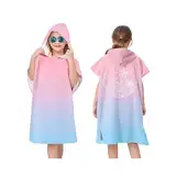 Proumhang Kinder Surf Poncho Badeponcho Mikrofaser Bademantel Strandtuch Frottee Wechselmantel Wassersport Poncho Mädchen Jungen 60 cm x 75 cm