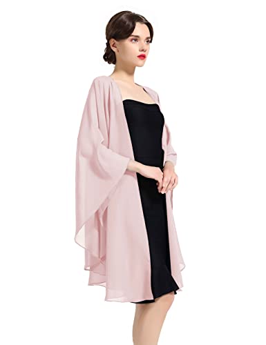 BEAUTELICATE Chiffon Schal Stola Bolero Damen Für Abendkleid Festlich Hochzeit Braut Frühling Sommer Jacke Dusty Rose,Einheitsgröße