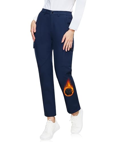 ATLASLAVA Skihose Damen Wasserdicht Wanderhose Fleece Gefüttert Softshellhose Warm Outdoor Hosen Winter