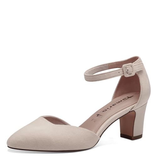 Tamaris Damen Pumps Textil Blockabsatz Vegan; NUDE, EU 37