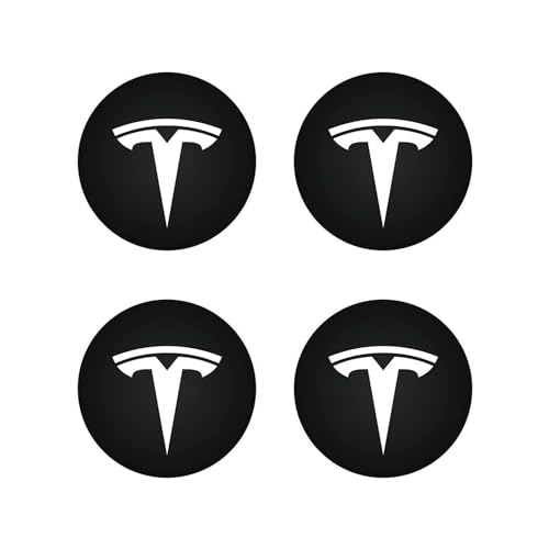 ShowEv für Tesla Model 3 Y Radkappen Mitte Logo 4Pcs (Schwarzes und weißes Logo)